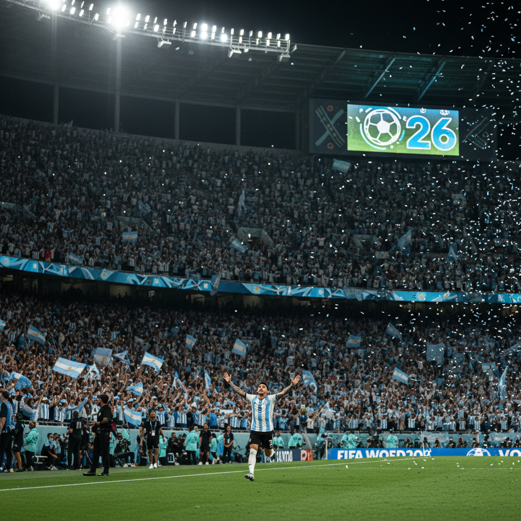 Vista de un estadio repleto en la Copa del Mundo 2026 con hinchada argentina